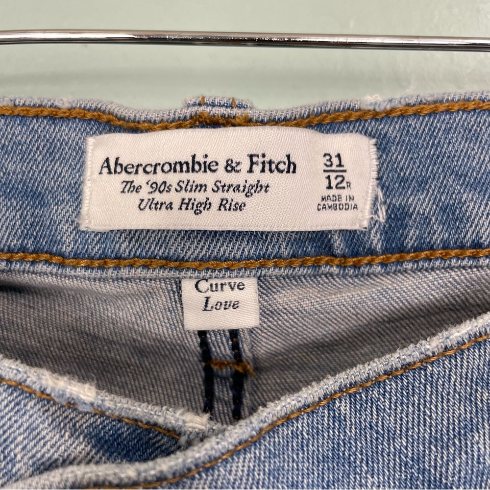Abercrombie and Fitch The 90's Slim Straight Ultra High Rise Curve Love Blue - Picture 6 of 10